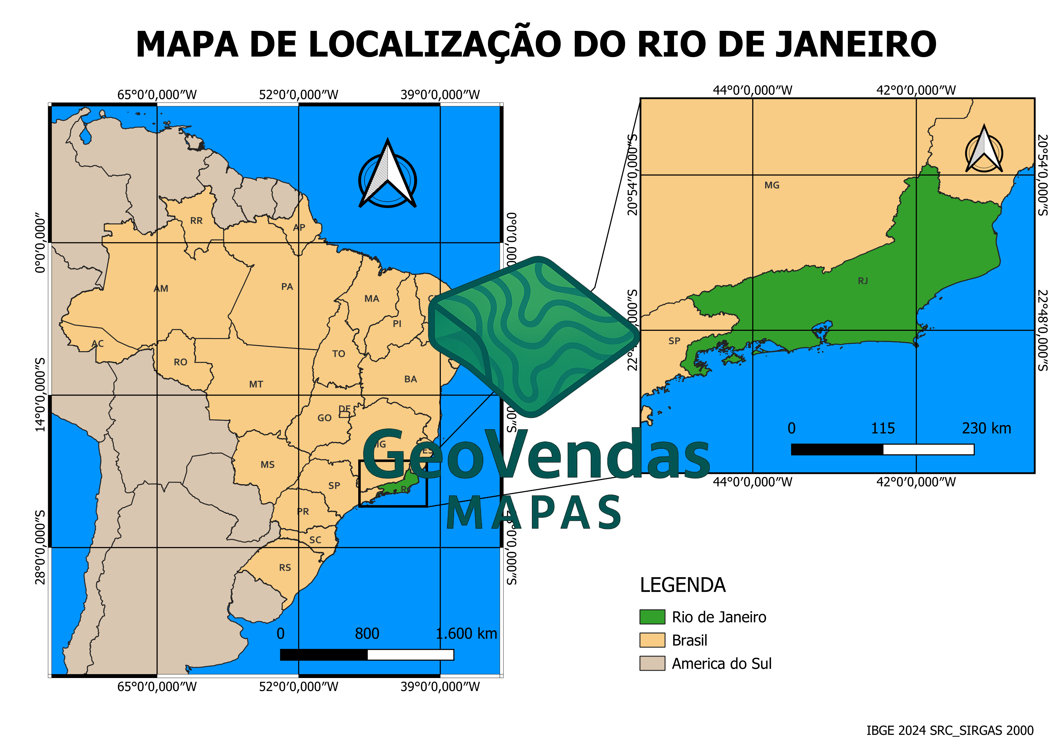 Mapa de localização do Rio de Janeiro